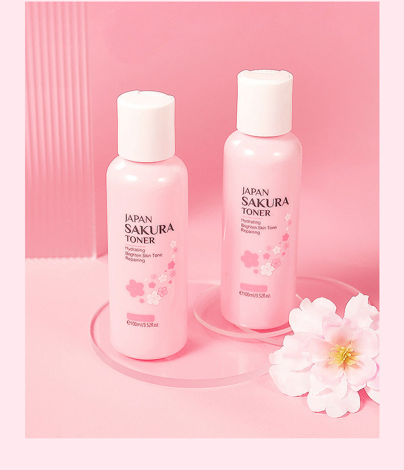 LAIKOU Japan Sakura Toner Deep Moisturizing Repair Skin Face Serum Reduce Spots Brighten Tone Skincare Solution 100ml-Beauty Product-1stAvenue