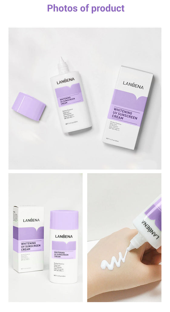 LANBENA Purple Whitening Uv Sunscreen Cream SPF50+ Face Sunblock Body Sun Protection Solar Lotion Moisturizing Daily Care 40ml-Beauty Product-1stAvenue