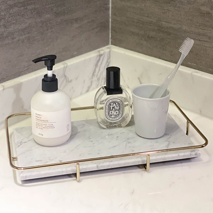 Nordic luxury marble bathroom tray washbasin brushing cup shelf skin care cosmetic storage toilet-Marble Collection-1stAvenue