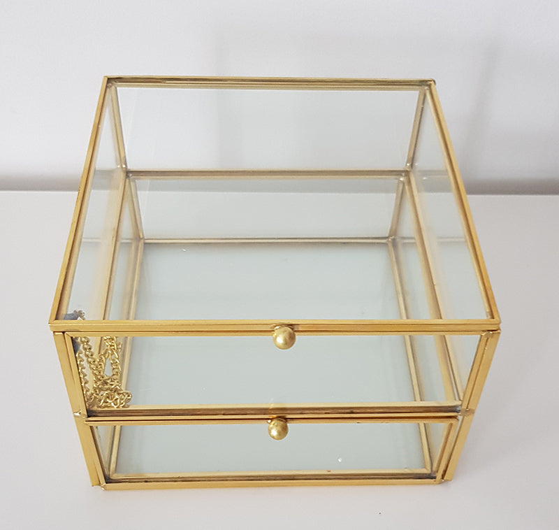 Gold geometric terrarium/ring boxes (Square Drawer)-Geometric Terrarium-1stAvenue