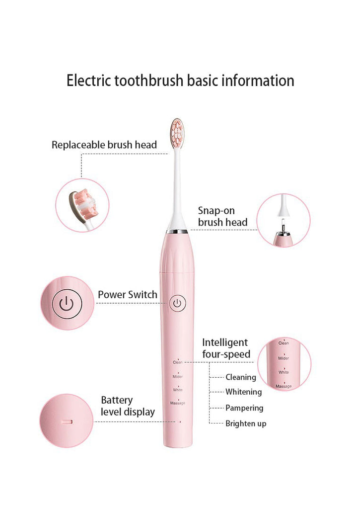 New portable charging easy carry travel electric Waterproof u tooth brush head adult electric toothbrush-Toothbrushes-1stAvenue