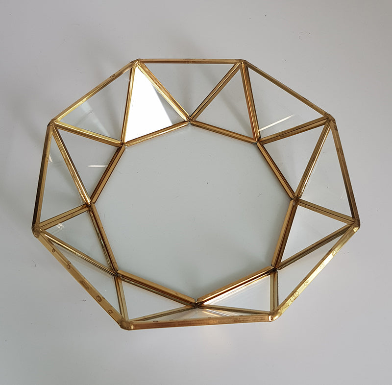 Gold geometric terrarium/ring boxes (Faceted Tray)-Geometric Terrarium-1stAvenue