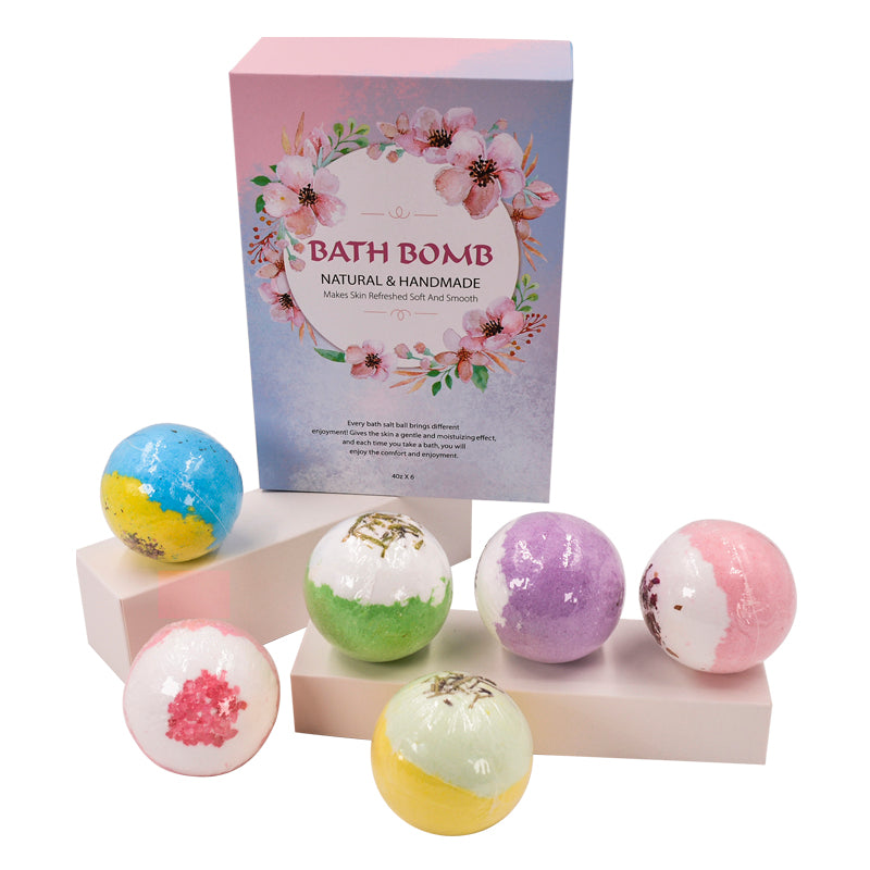 6pc Bath bomb rainbow adult bombs mineral crystal gift set shea butter no color organic essential oil-Bath bomb-1stAvenue