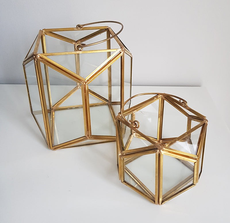 Gold geometric terrarium/ring boxes (Lantern)-Geometric Terrarium-1stAvenue
