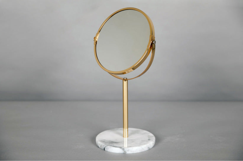 Marble base mirror Nordic golden rose gold makeup mirror home decoration-Marble Collection-1stAvenue