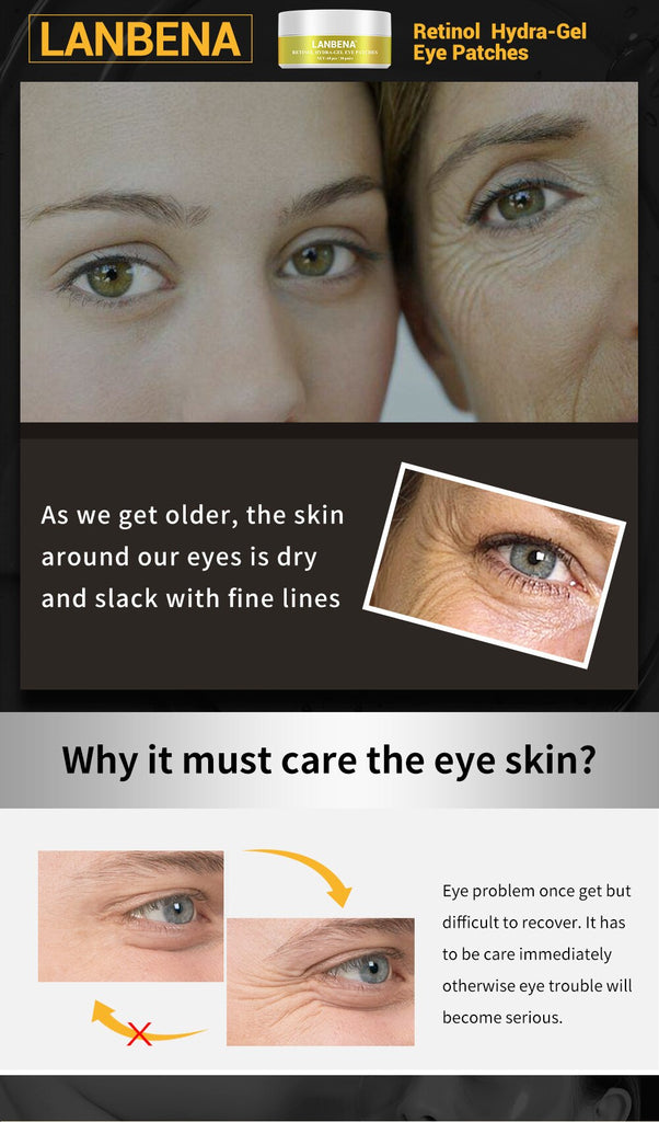 LANBENA Face Mask Retinol Collagen Eye Patch Gel Anti Aging Moisturizing Tighten Eye Skin Fade Fine Lines-Skin care-1stAvenue