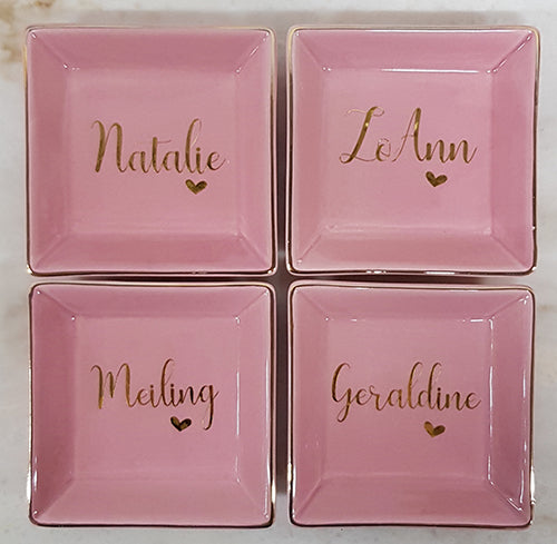Customise Pink Square Tray Personalised Trinklet Tray-Personalised Gift-1stAvenue