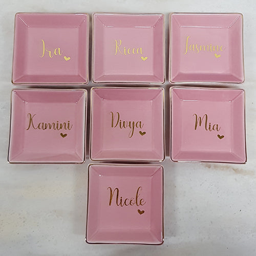 Customise Pink Square Tray Personalised Trinklet Tray-Personalised Gift-1stAvenue