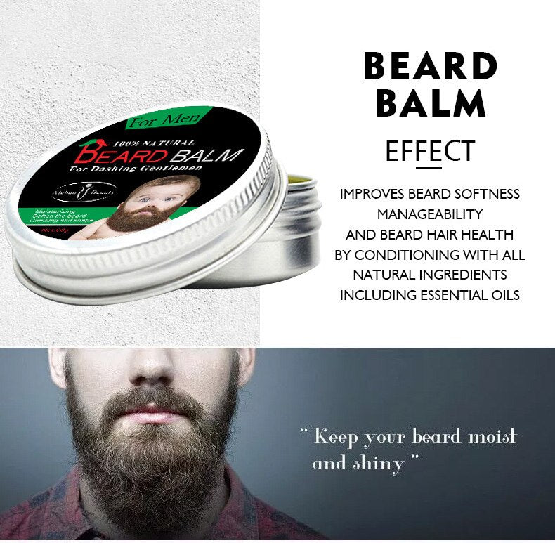 Aichun Beard Balm 60g Men Beard Care Mild Nourishing Smooth Moisturizing Beard Wax-Beauty Product-1stAvenue