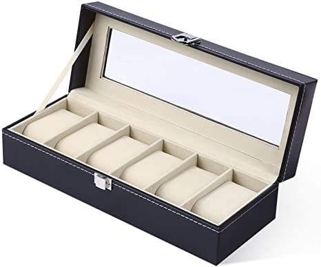 6 Slots PU Leather Watch Box Jewelry Display Box Jewelry Storage Organizer Case-Jewellery Box-1stAvenue