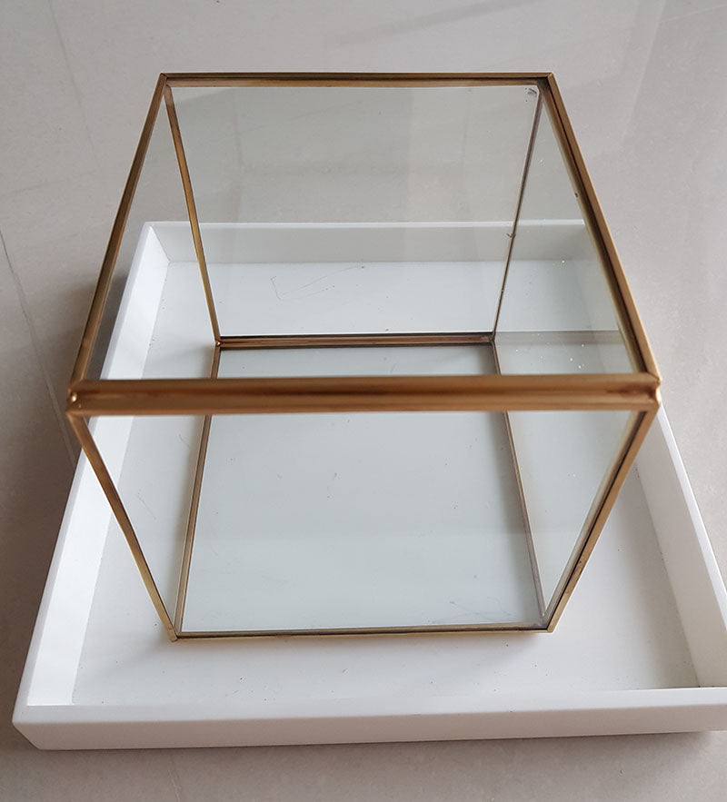 Gold geometric terrarium/ring boxes (Cube Box)-Geometric Terrarium-1stAvenue