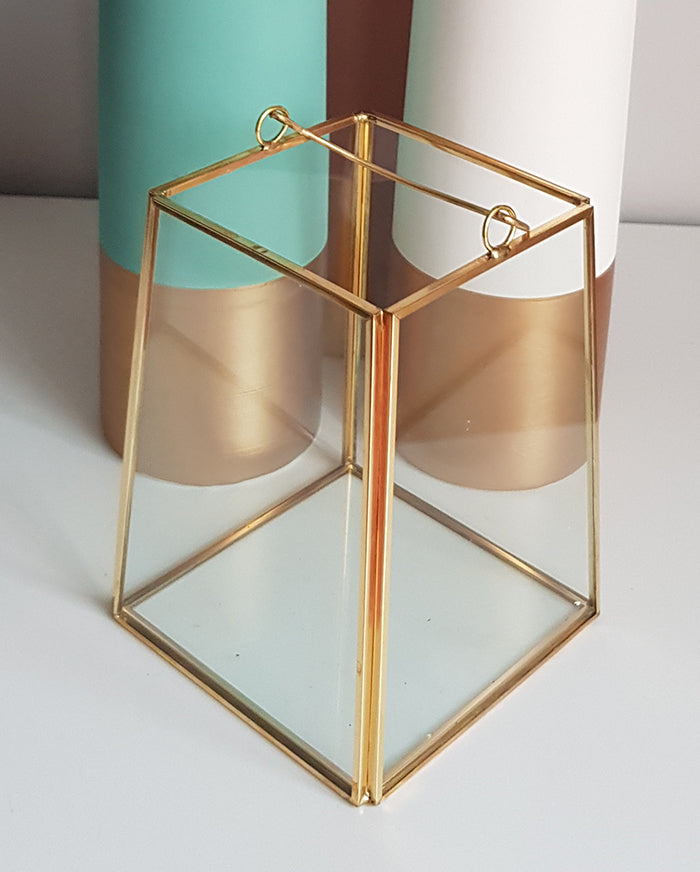 Gold geometric terrarium/ring boxes Slanted Rectangle Lantern-Geometric Terrarium-1stAvenue