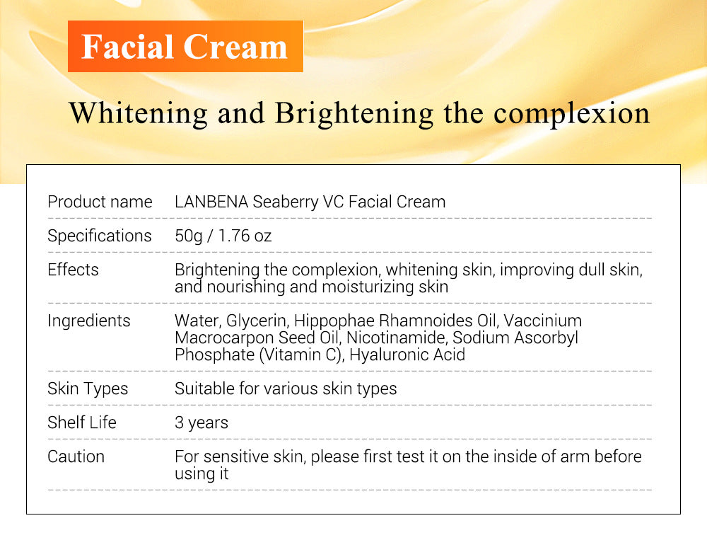 LANBENA Vitamin C Cream Brightens Skin Moisturizing Improves Dull Skin Face Anti Aging 50g-Beauty Product-1stAvenue