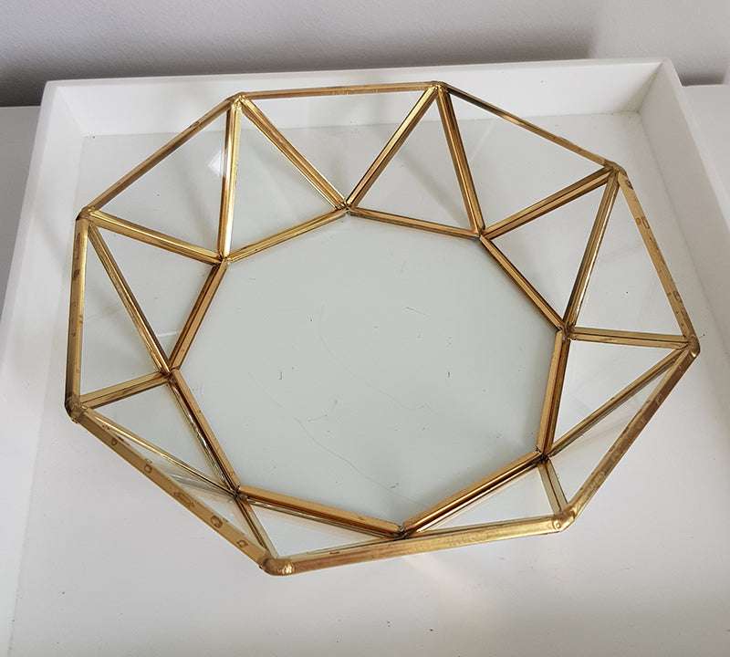 Gold geometric terrarium/ring boxes (Faceted Tray)-Geometric Terrarium-1stAvenue