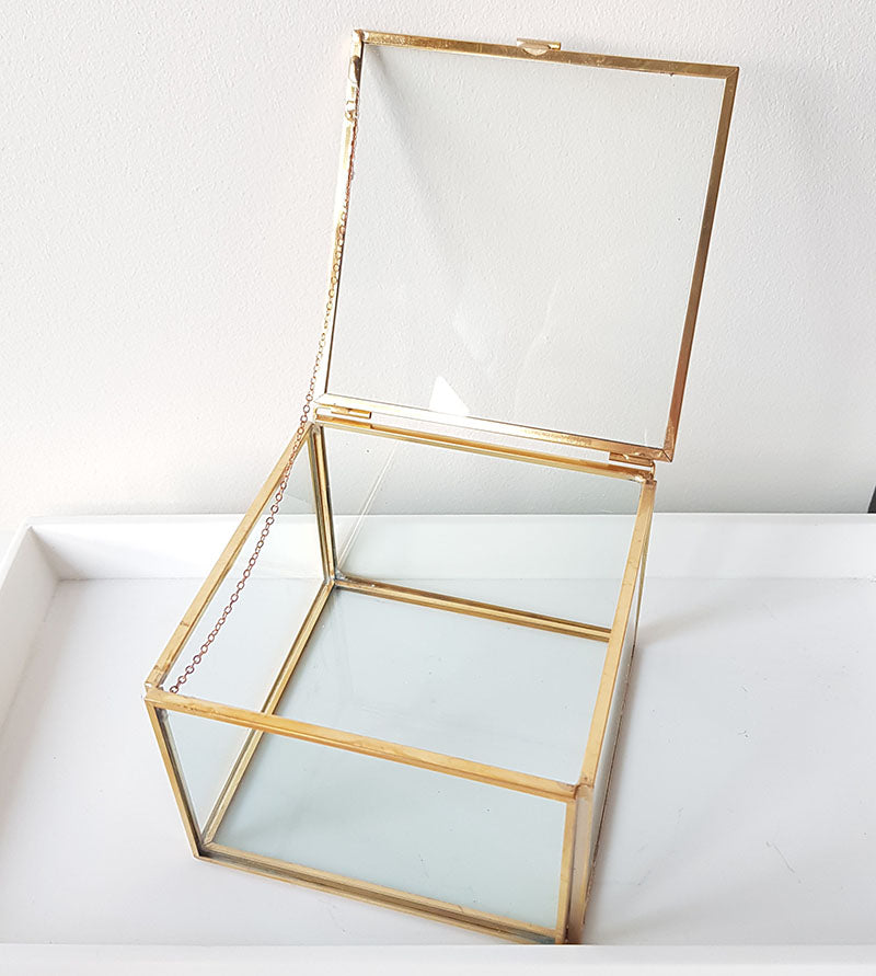 Gold geometric terrarium/ring boxes (Square Box)-Geometric Terrarium-1stAvenue