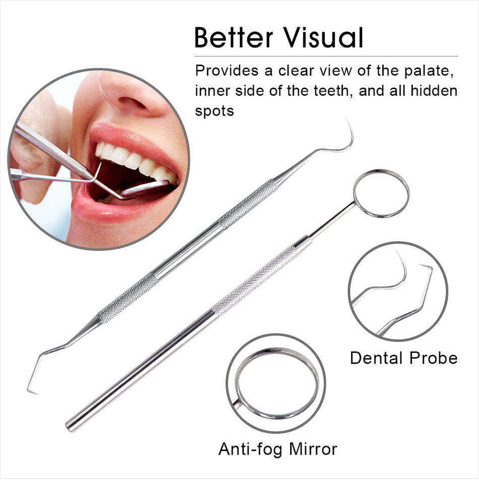 5PCS Stainless Steel Dental Tool Set Dental Mirror Dental Kit Mouth Mirror Instrument Double-ended Dental Pick Dentist Tools-Dental Tool Sets-1stAvenue
