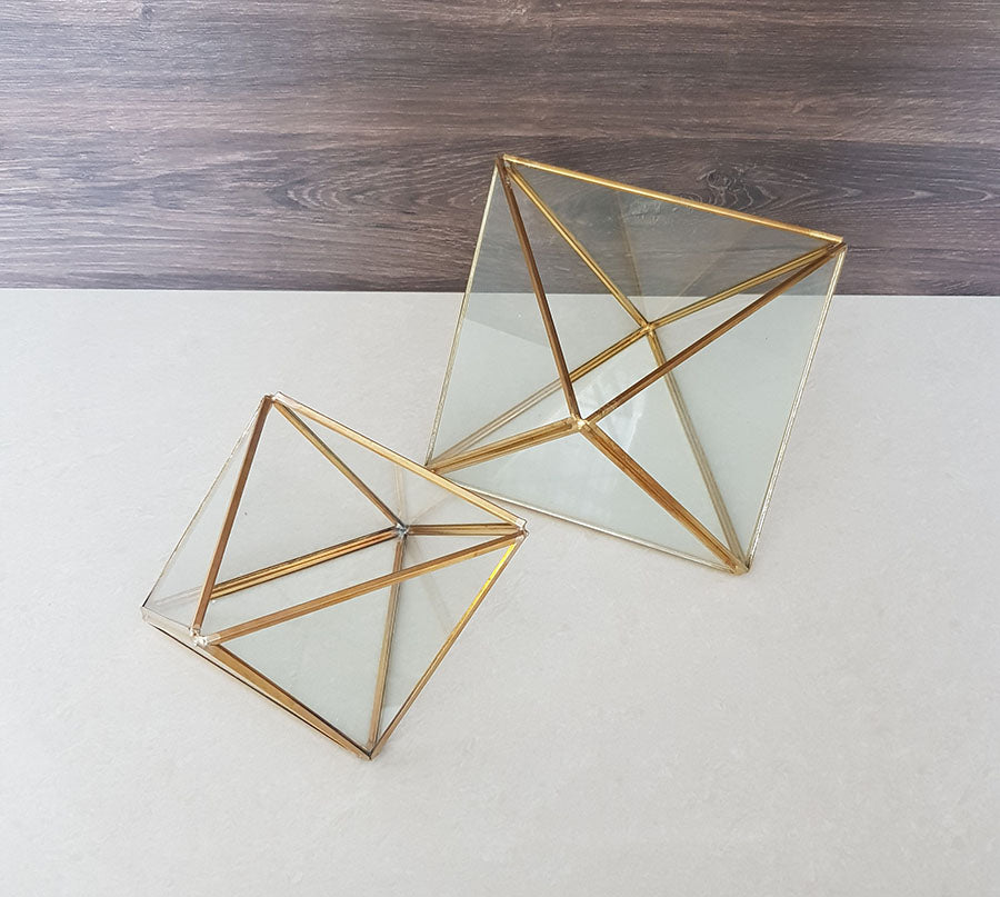 Gold geometric terrarium/ring boxes (Triangle Box)-Geometric Terrarium-1stAvenue