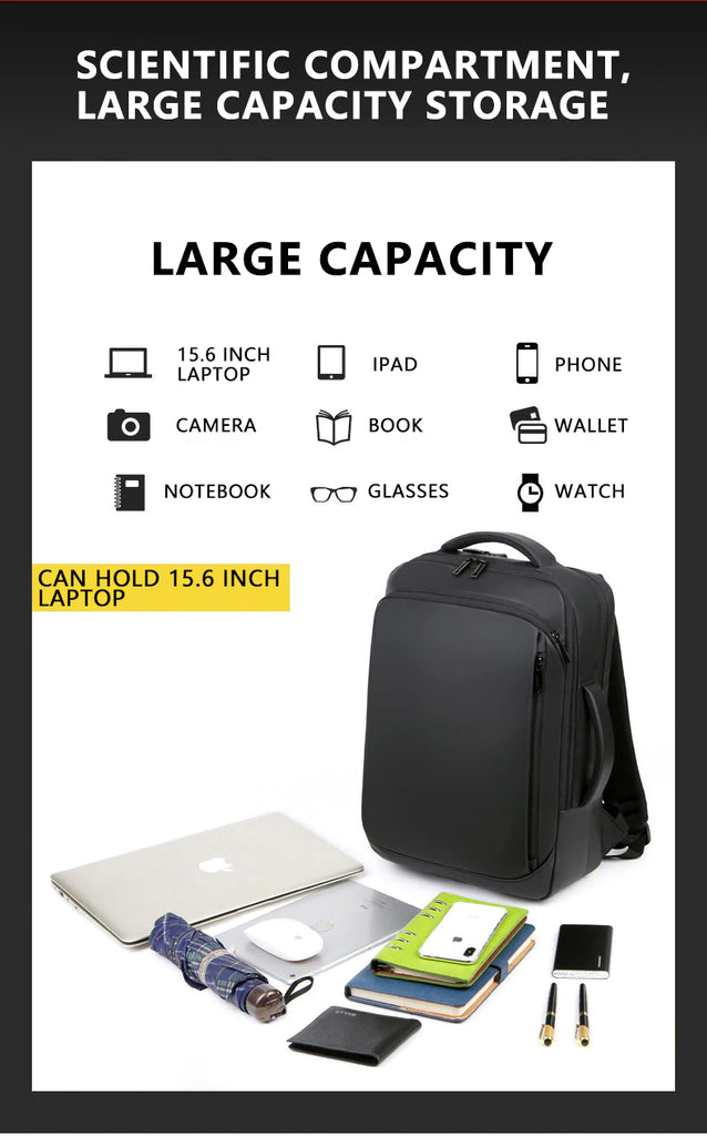 15.6 inch Laptop Backpack Mens Business Notebook Waterproof Back Pack USB Charging Bag Travel Bagpack-Fashion Bag-1stAvenue