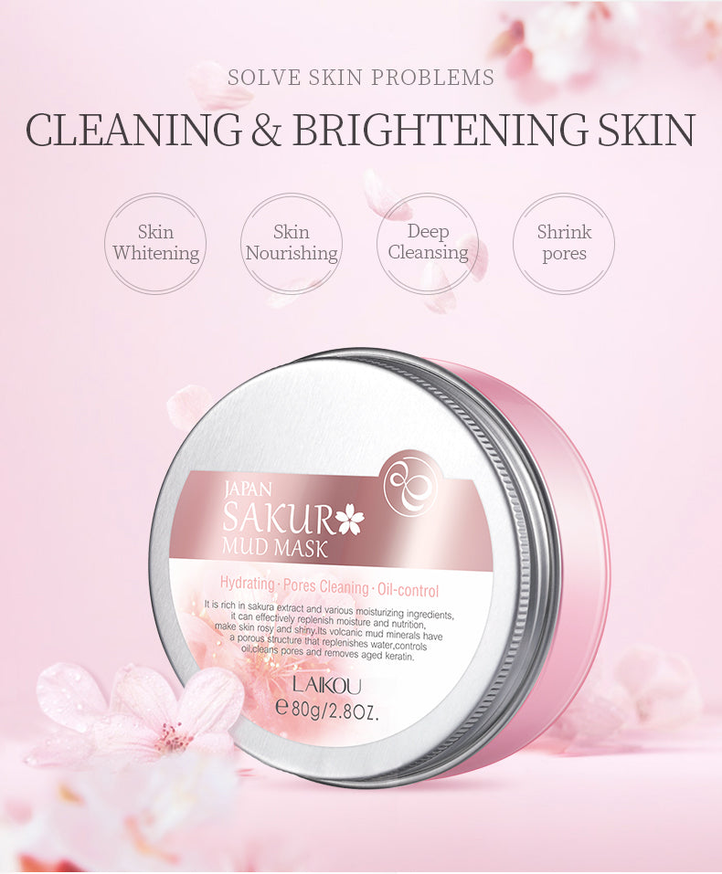 LAIKOU Sakura Mud Mask Deep Clean Whitening Remove Blackhead Hydrating Women Anti-Acne Face Skin Care-Laikou-1stAvenue