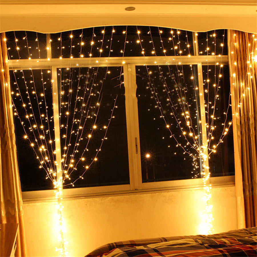 3m x 3m USB Warm White Curtain Fairy Lights 300 Led String Lights with remote Controller-Fairy Lights-1stAvenue