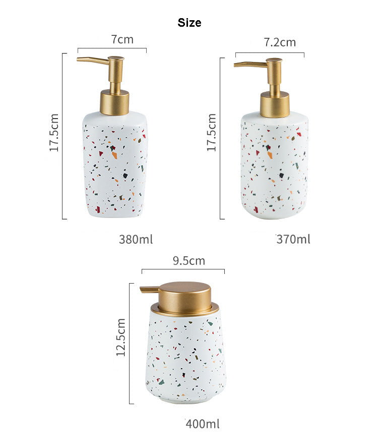 Nordic ceramic Terrazzo bathroom bottle 3pc Set hotel shampoo shower gel conditioner-Home And Deco-1stAvenue