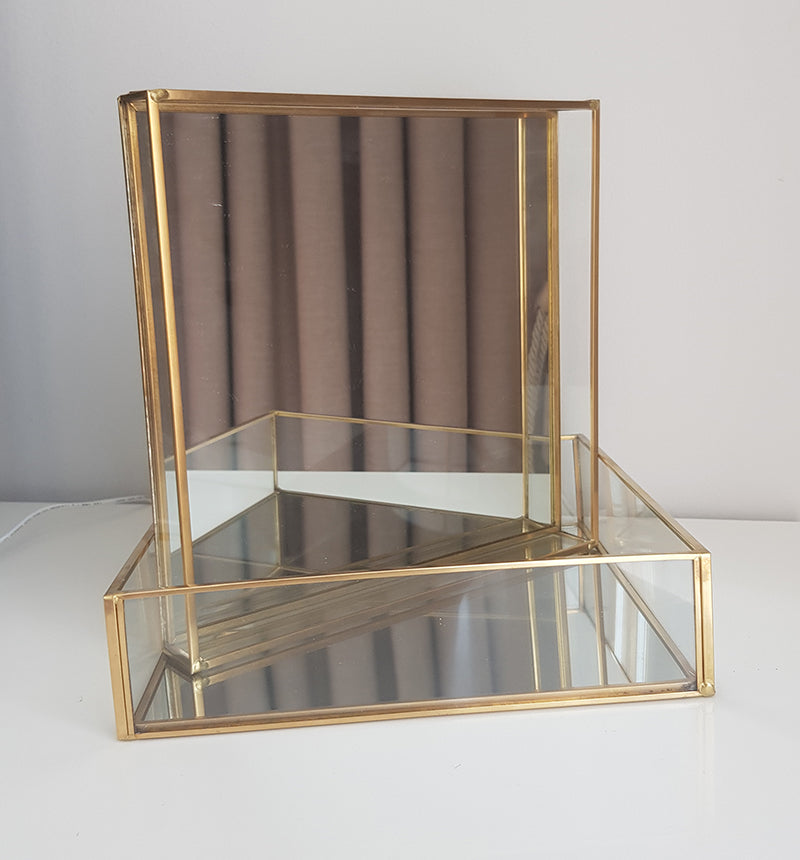Gold geometric terrarium/ring boxes (Square Tray)-Geometric Terrarium-1stAvenue
