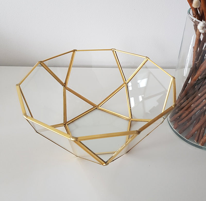 Gold geometric terrarium/ring boxes (Bowl)-Geometric Terrarium-1stAvenue