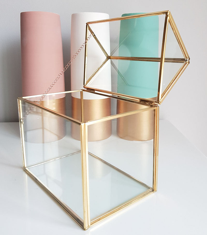 Gold geometric terrarium/ring boxes (Long House)-Geometric Terrarium-1stAvenue