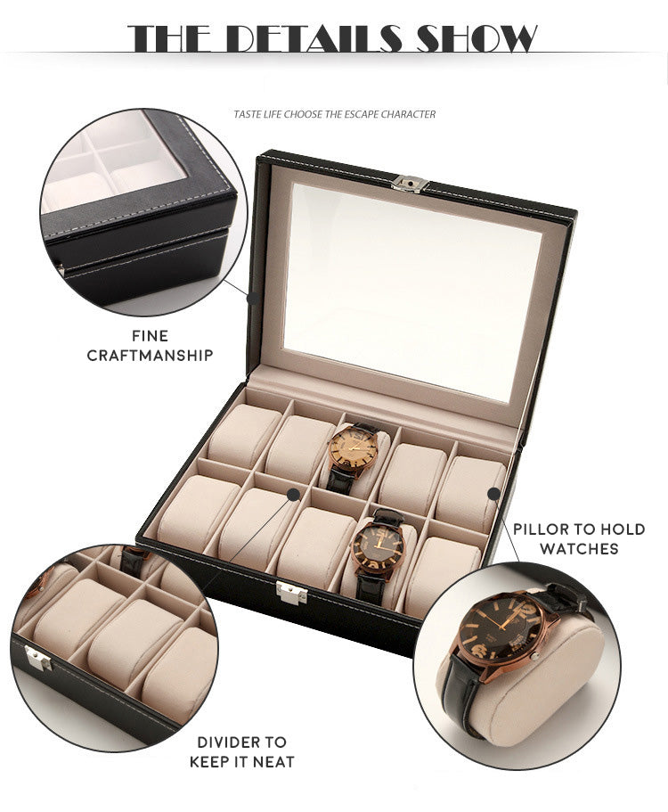 6 Slots PU Leather Watch Box Jewelry Display Box Jewelry Storage Organizer Case-Jewellery Box-1stAvenue