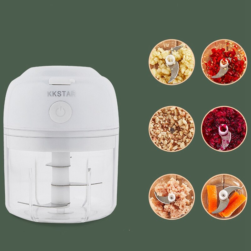 KKSTAR Electric Mini Food Garlic Vegetable Chopper Grinder Press for Nut Meat Fruit Rechargeable 250ml-Juice Blender-1stAvenue