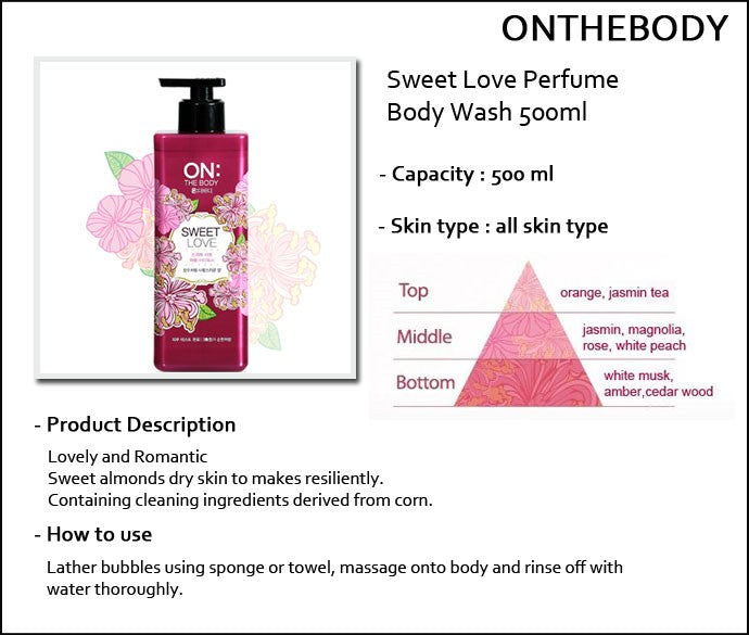 On the Body Perfume Body Wash Sweet Love / Happy Breeze / Nature Garden 500ml-Body Wash-1stAvenue