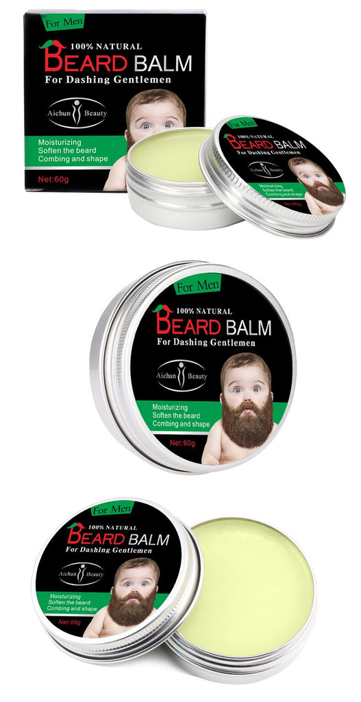 Aichun Beard Balm 60g Men Beard Care Mild Nourishing Smooth Moisturizing Beard Wax-Beauty Product-1stAvenue