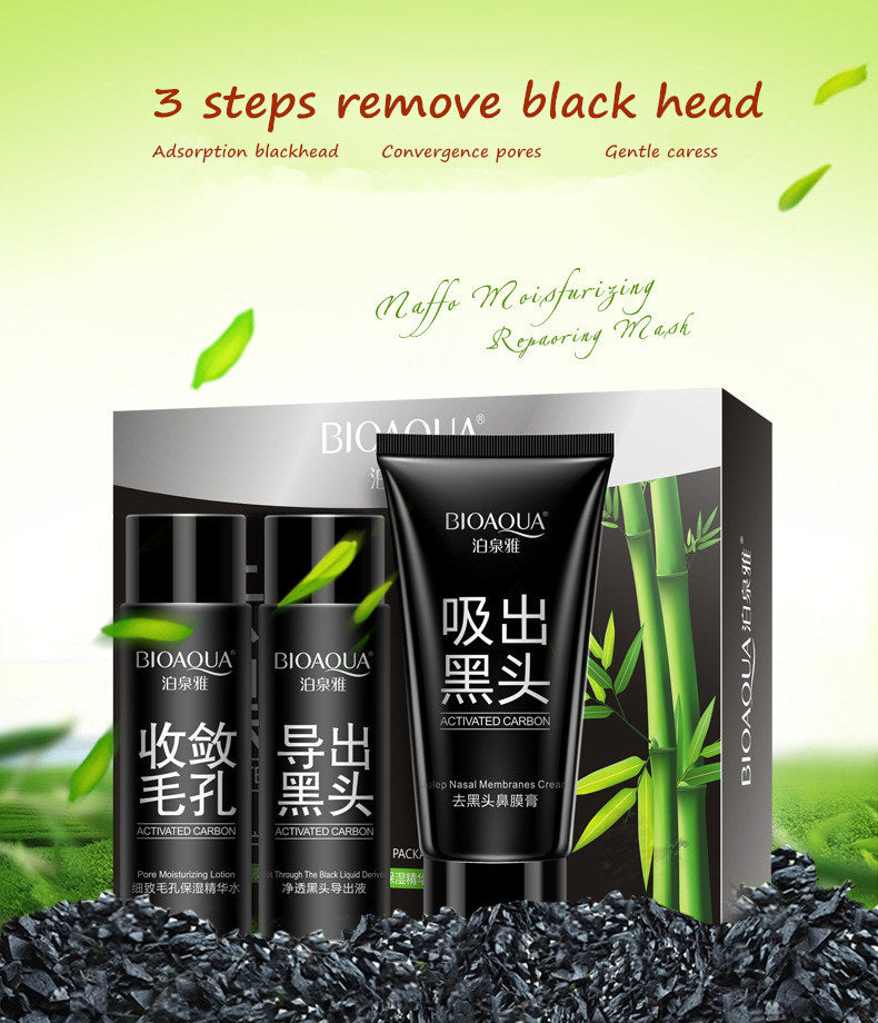 Buy 1 Get 1 FREE!!! BIOAQUA 3pcs Black Mask Nose Face Skin Care Set Remover Black Head Acne Treatment-Blackhead-1stAvenue