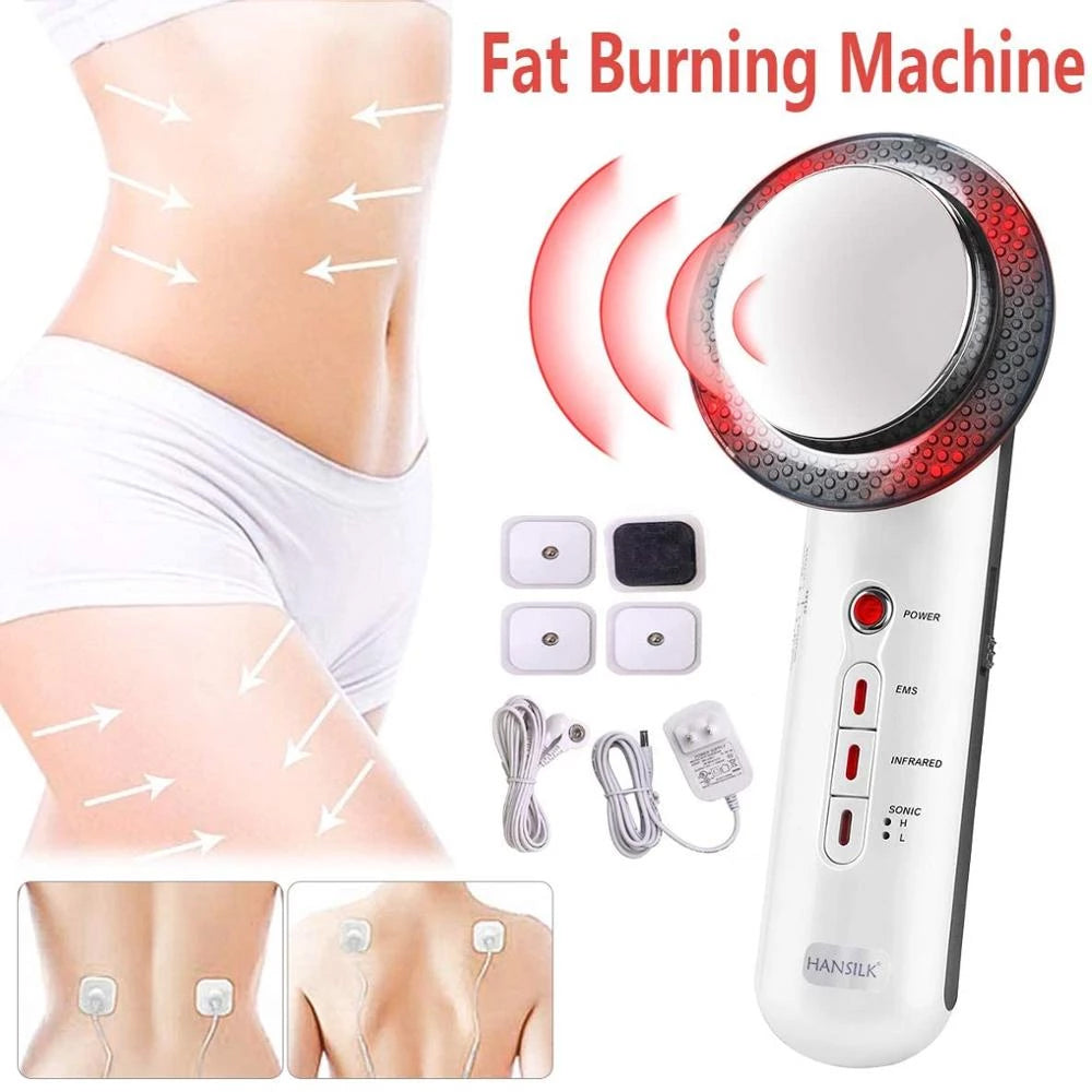 Weight Burning Massager,Body Slimming Massager,3 in 1 Ultrasonic RF Cellulite Remover Machine with 300ml Gel for Belly Arm and Leg, Size: 6-in-1 Body