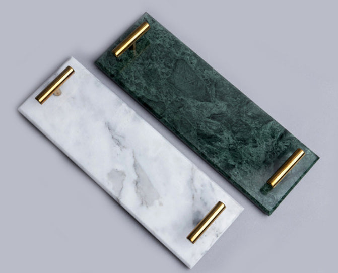 Marble metal handle tray single rod jewelry storage home decoration bathroom set crafts hotel-Marble Collection-1stAvenue