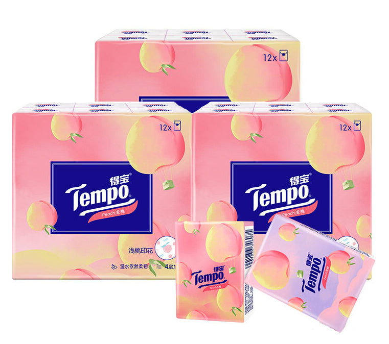 Tempo Peach Pocket Tissue Paper Bundle of 3 packs X 4 Ply 12pc per pack Ready Stock Local Seller-Home Living-1stAvenue